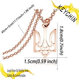 KEYCHIN Ukrainian Symbol Necklace Ukraine Trident Inspired Gifts Ukraine Remembrance Jewelry For Friend Family (Ukraine NK-RG)