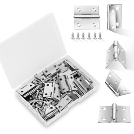 14 Sets Small Hinges with Screws, Stainless Steel Jewelry Box Hardware Hinges Silver, 1 Inch Mini Hinges for Wooden Box, Miniature Folding Butt Hinges, Small Hinge Metal