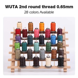WUTA - Hilo de coser de cuero, redondo, encerado, poliéster, cuerda de trabajo de cuero, herramienta para manualidades, 28 colores disponibles (naranja sol, 0,65 mm, 76 yardas)