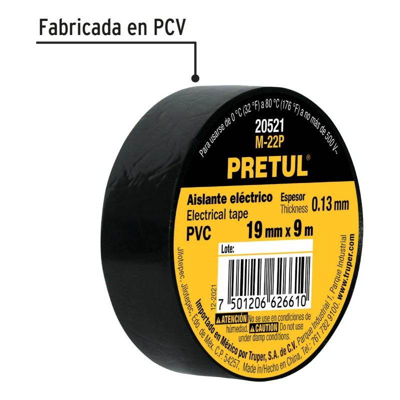 Cinta De Aislar 9m X 19 Mm Pretul 20521 Paquete