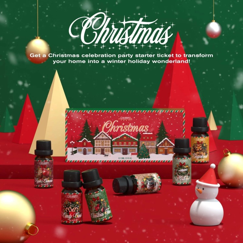 taifuregood Christmas Fragrance Oils Set, Winter Essential Oils for Diffuser,