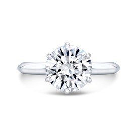 JEWELLERY CRAFT 3ct D VVS Lab Created Simulated Diamond Solitaire Engagement Ring, 14k White Gold Plated, 925 Sterling Silver
