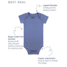 Baby Short Sleeve Solid Bodysuit - Super Soft Rayon made from Bamboo - Newborn Infant Toddler Boy Girl - 5-Pack (C2, Newborn)