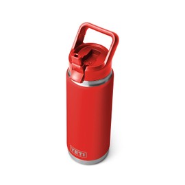 YETI Rambler 26 oz Bottle, Vacuum Insulated, Stainless Steel with Color Matching Straw Cap, Canyon Red