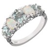 LetsBuyGold 925 Sterling Silver Natural Aquamarine and Opal Womens Band