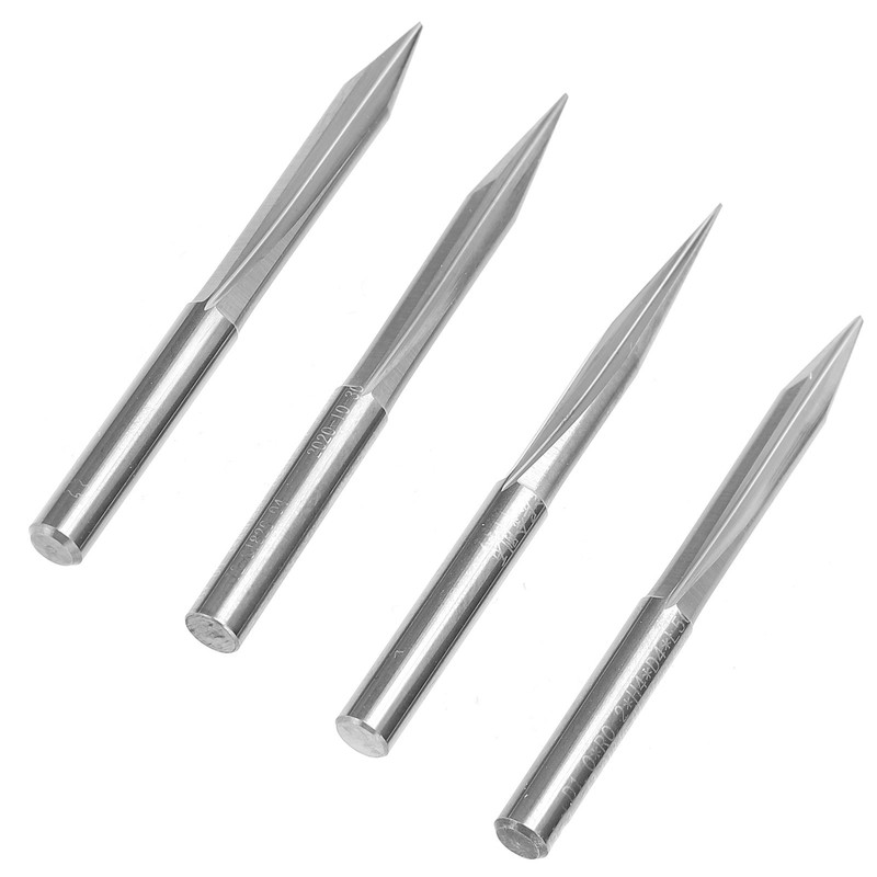 4Pcs VShaped Carving Cutter 2Edged Engraving Bit 4x0.4x15°/4x0.4x20°/4x0.4x25°/4x0.4x30°