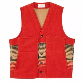 Filson Jacquard Wool Vest 20263414 MADE IN USA Red Khaki Tan Moose Mackinaw CC - Regular, XS