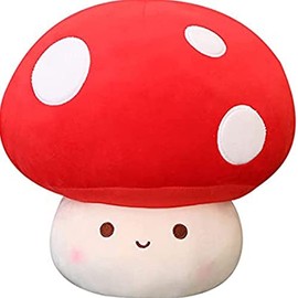 9 Inch Mushroom Plush Pillow, Cute Stuffed Animal Toy, Room Decor Gift for Kids Adults