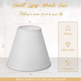 Set of 10 Small Lamp Shade Chandelier Shades Burlap Clip on Lamp Shade 3" x 6" x 5" Rustic Barrel Fabric Lampshade Cover for Table Chandelier Wall Lamp (White)