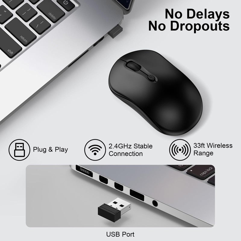 USB Wireless Mouse Computer Mouse with USB Nano Receiver for