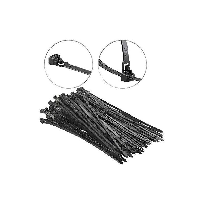 AGT Reusable Cable Ties Set of 100 Resealable Cable Ties,