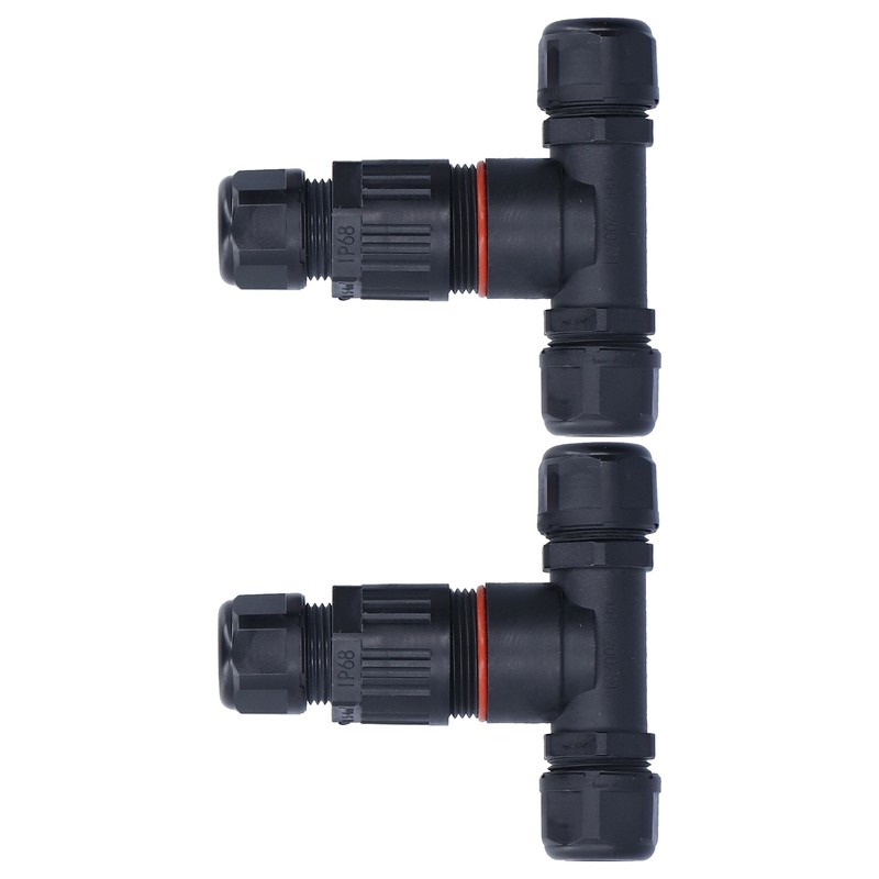 2Pcs 3 Way Junction Box Waterproof T Shape Cord Connector