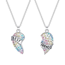 Cosysparks Best Friends Necklaces, Friendship Necklace for 2 Girls, Best Friends Necklace, Matching Heart Pendant, BFF Chains Set for Women, Graduation, Birthday, Christmas Gifts (Pack of 2)