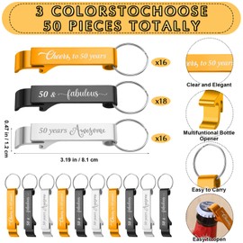 SiliFine SiliFine 50 Sets 50th Birthday Party Favors for Guests Include Birthday Beer Opener Keychain Cheers to 50 Bottle Opener Keychain with Thank You Cards and Gift Bag for Party Wedding Gifts