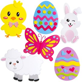 Easter Egg Magnet Craft Kit Foam Animal Stickers for Kids Party Activities 12 Pack