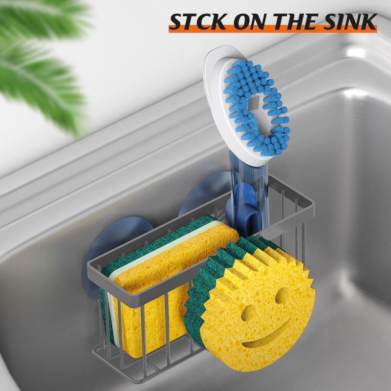 MURLONG Sponge Holder Smiley Face,Sink Caddy for Kitchen Sink,Sponge Holder