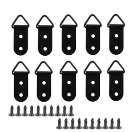 dophee 50Pcs Triangle D-Ring Picture Frame Hangers with Screws for Hanging Display Paintings Clock Artwork Picture Frame Hook Photos Home Decoration 1.54"x0.71" - Black