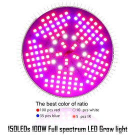 100W Led Grow Light Bulb Full Spectrum,Plant Light Bulb with 150 LEDs for Indoor Plants,E26/E27 Socket,Grow Lamp for Hydroponic Indoor Garden Greenhouse Succulent Veg Flower