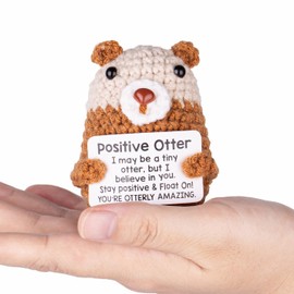 AWARDSEN Positive Otter Emotional Support Gifts Positive Crochet Animals with Motivational Card Cute Stuff Funny Good Luck Gifts for Women Men Family Friend Teacher