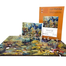 Wooden Jigsaw Puzzle for Adults - Uniquely Shaped Pieces - Made in The USA by FoxSmartBox - 444 Pieces - Ocean Life