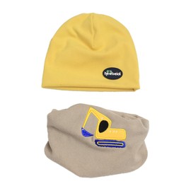 HEOXIN Baby Children's Hat Scarf Set, Beanie Hat Hats and Scarves, Pentagram / Digger / Rabbit / Tie Bow Baby Hat and Scarf Set for 6-36 Months Girls Baby Boy Unisex, M-L, yellow