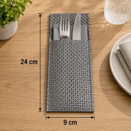 APS 60551 Napkin and Cutlery Holder Set of 6 24 x 9 cm Silver Grey PVC