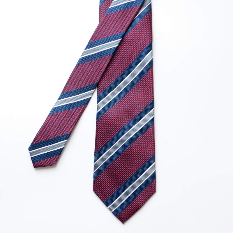Michi Kolondon Brand Necktie, 100% Silk, Jacquard Woven Stripe, Pattern