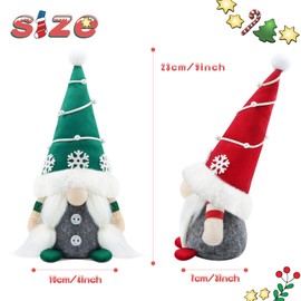 Gehydy Set of 2 Christmas Gonk Decorations Handmade Snowflakes Gnome Plush Stuffed Xmas Decor for Home Kitchen Farmhouse - Red & Green