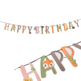 SUNBEAUTY Animals Birthday Party Decoration Jungle Party Decoration Happy Birthday Banner Balloons Children's Birthday Safari Decoration Forest Animal Party Children's Day Accessories (Garland)