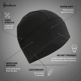 TrailHeads Helmet Liner and Skull Cap for Men - Black