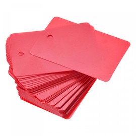 sourcing map Blank Waterproof Eyelet Hole Plastic Shipping Tags, for Product Identification Tags, Valve Marking, Outdoor Tagging,1.6 x 2.4 Inch Red Pack of 100