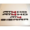 GMC 4PCS Gloss Black Red AT4 HD Emblems Sierra Letters