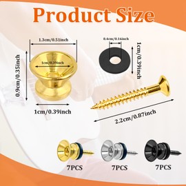 JDBZYDM 21 Pcs Guitar Strap Button Locks Pins with Screws and Rubber Anti-Slipping Metal End Pins for Electric Acoustic Guitar Bass Ukulele