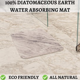 Diatomaceous Earth Mat - Stone Bath Mat - Fast Drying Bath Mat - Dish Drying Stone Mat - Quick Dry Bath Mats for Bathroom - Shower Stone Bath Mat - Hard Bath Mat - Unique Bath Mats (23.5x15 Marble)