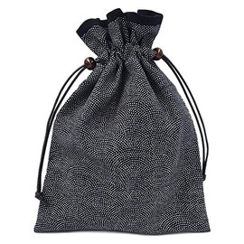 Handmade Workshop FUJITA Drawstring Bag, Lined, Japanese Pattern, Sharkskin Small Print x Black, Made in Japan, Goshuin Bookcase