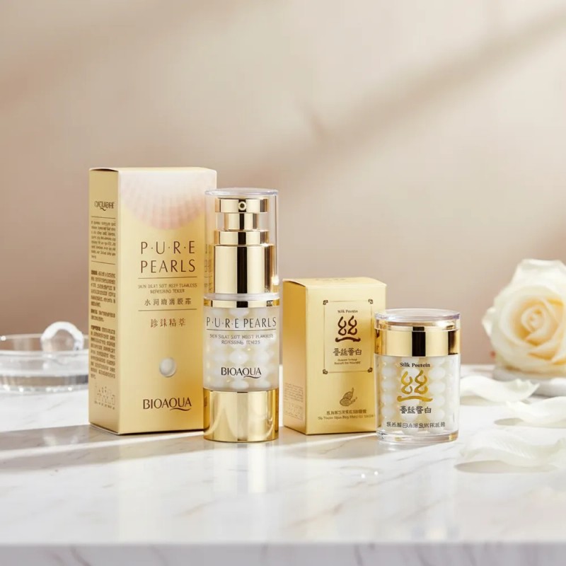Kit Facial Bioaqua Pure Pearls Y Silk Protein 2 Piezas