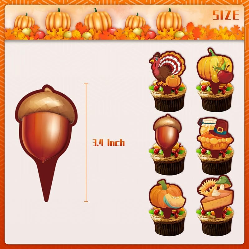 SONSIL 3 Tier Thanksgiving Cupcake Stand with 12PCS Thanksgiving Cupcake
