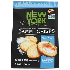New York Style Brand Bagel Crisps, Sea Salt, Baked, Kosher, Non-GMO, 6 Ounce (Pack of 6)