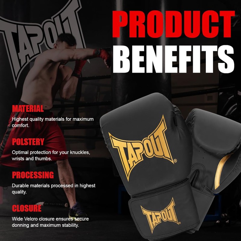 Tapout Ragtown 960010 Boxing Gloves Faux Leather 10 oz Black