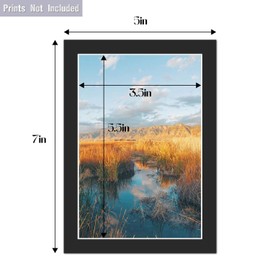 Golden State Art, Acid Free, Pack of 25, 5x7 Black Picture Mats Mattes for 4x6 Photos - White Core Bevel Cut