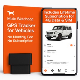 GPS Tracker for Vehicles, No Monthly Fee, No Subscription, 4G SIM and Data Included, Business Fleets, Speeding Alerts, Trip History, Mileage Tracking, Geofence, OBD, USA Developed, Moto Watchdog