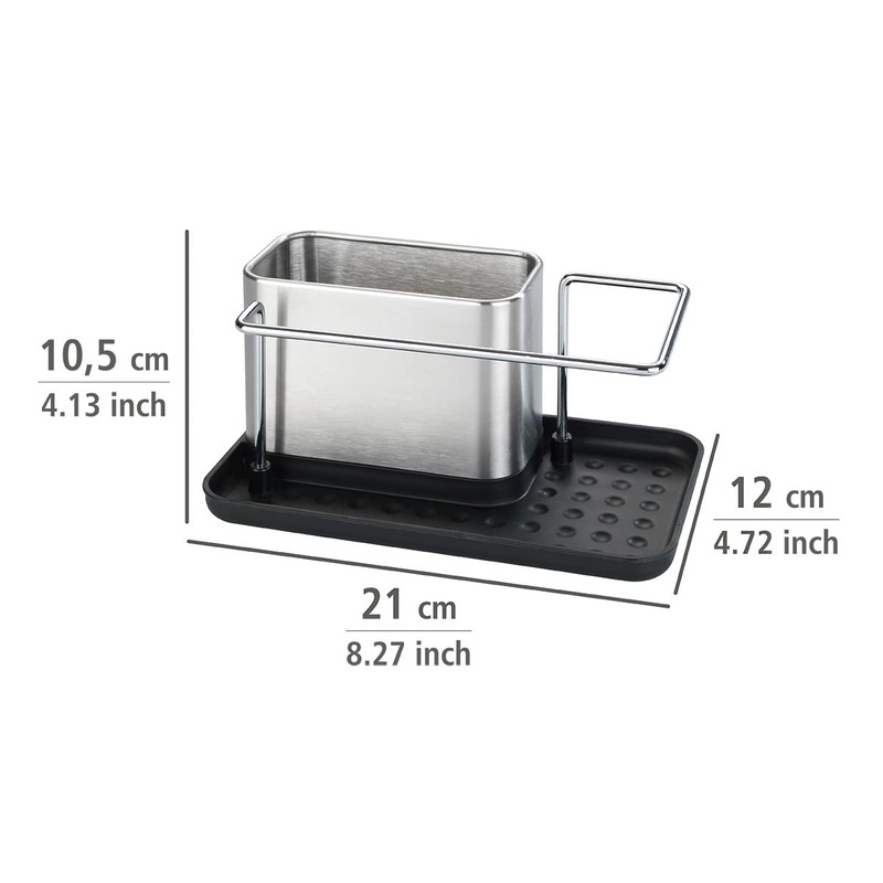 Wenko Organiser Stainless Steel Orio Drainer Sink Caddy, Silver matt,