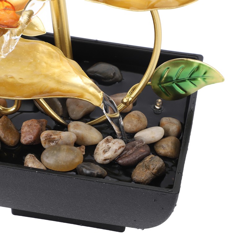 Tabletop Waterfall Fountain 3 Tier Lotus Leaf LED Light Circulating