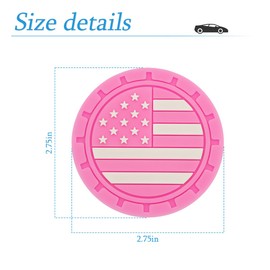 AUCELI 2 Pack Car Cup Holder Coasters, American Flag US Flag Insert Car Cup Coaster, 2.75 Inch Anti Slip Shockproof Embedded Drink Mat, Universal Vehicle Interior Decor Accessories (Pink)