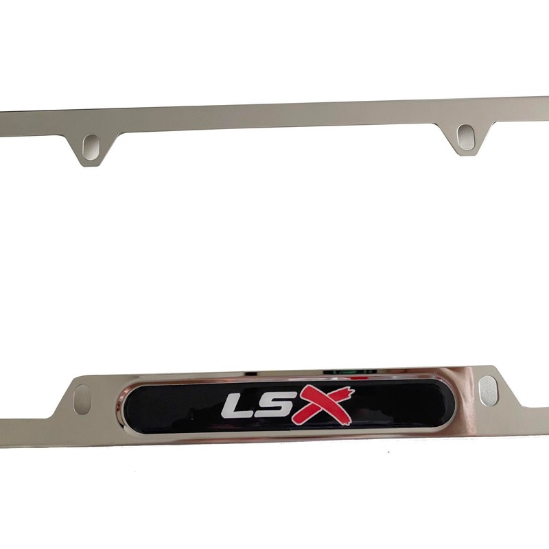License Plate Frame Cover Holder, LSX Chrome for Camaro Corvette,