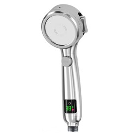 RegBogen Filter Shower Head, Shower Head with Temperature Display and Filter, High Pressure Water Flow and Multiple Spray Modes (Silver)