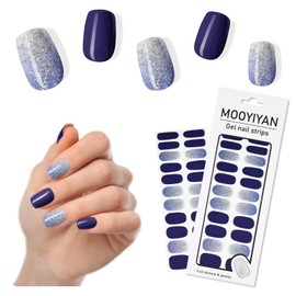MOOYIYAN - Tiras de uñas brillantes, libres de rayos UV, 22 unidades, calcomanías de gel de larga duración, dos semanas y fáciles de aplicar y quitar,