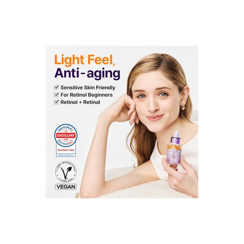 PURITO Retinol + Retinal Serum | Korean Lightweight Anti-aging Care