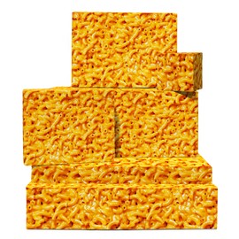 Funny Wrapping Paper - 6 Sheets Birthday Wrapping Paper for Kids Men Women - Mac and Cheese - Yellow - with Stickers - Recyclable - by Central 23