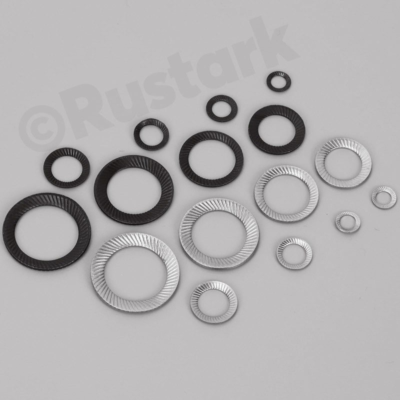Rustark 160Pcs 9 Sizes 65Mn Double Side Lock Washers Black